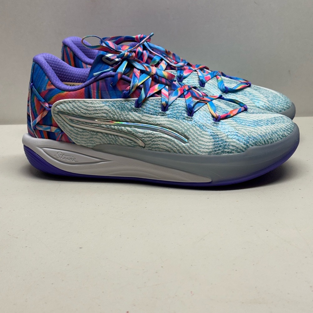 Puma Stewie 4 Prism Basketball Shoes White Aqua Women  Size 11.5